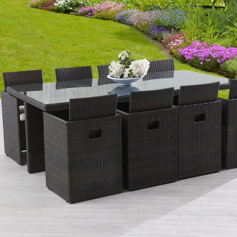 Salon De Jardin 8 Places Alu Bois Composite Brooklyn encequiconcerne Salon Jardin Tresse Carrefour