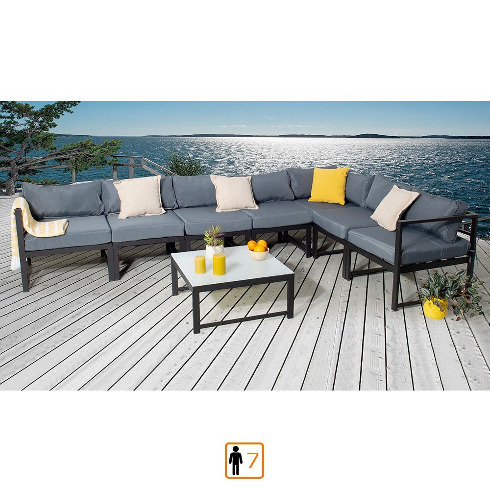 Salon De Jardin D'angle Milos 7 Places + Housse - Aluminium ... concernant Vente Privee Salon De Jardin