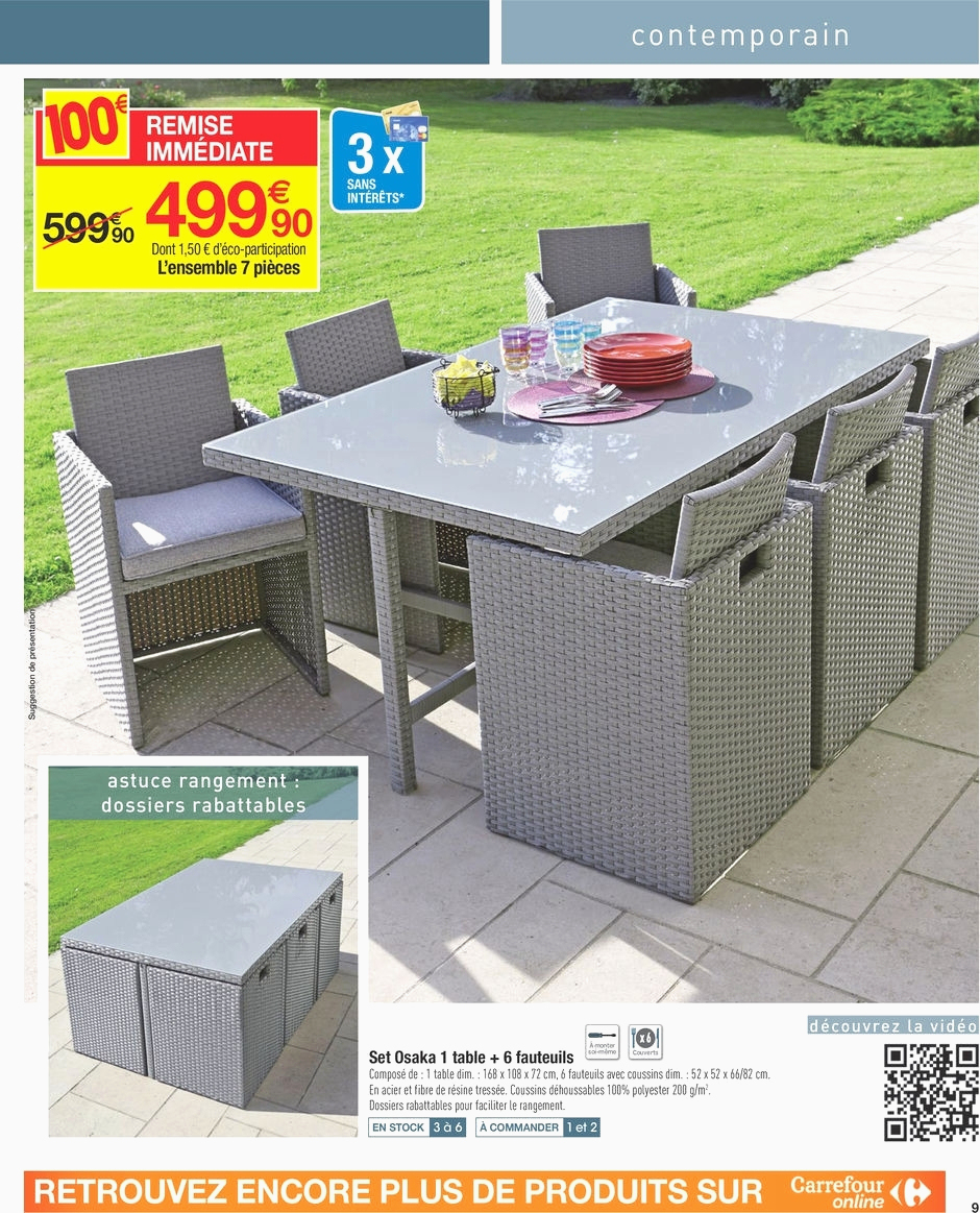 Salon De Jardin Resine Tressee Encastrable 8 Places ... pour Salon Jardin Tresse Carrefour