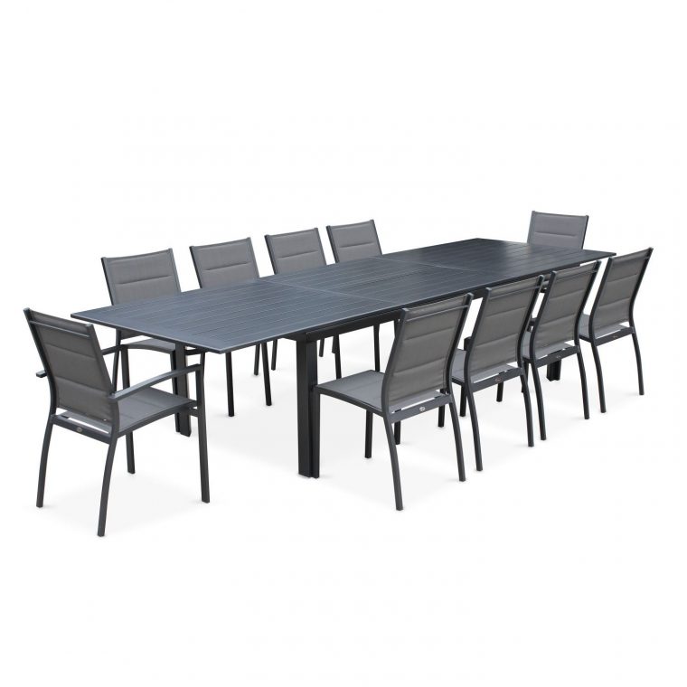 Salon De Jardin Table Extensible - Odenton Anthracite ... à Salon De Jardin Odenton
