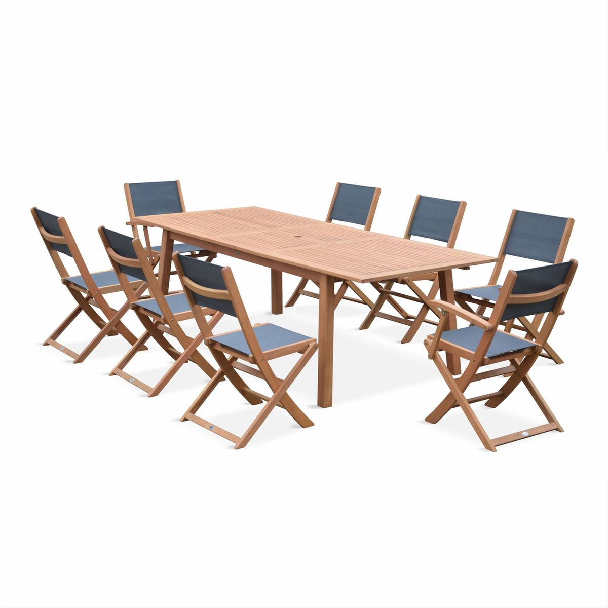 Table De Jardin En Bois Almeria 180-240Cm Rectangulaire Avec ... à Table De Jardin En Bois Avec Chaises