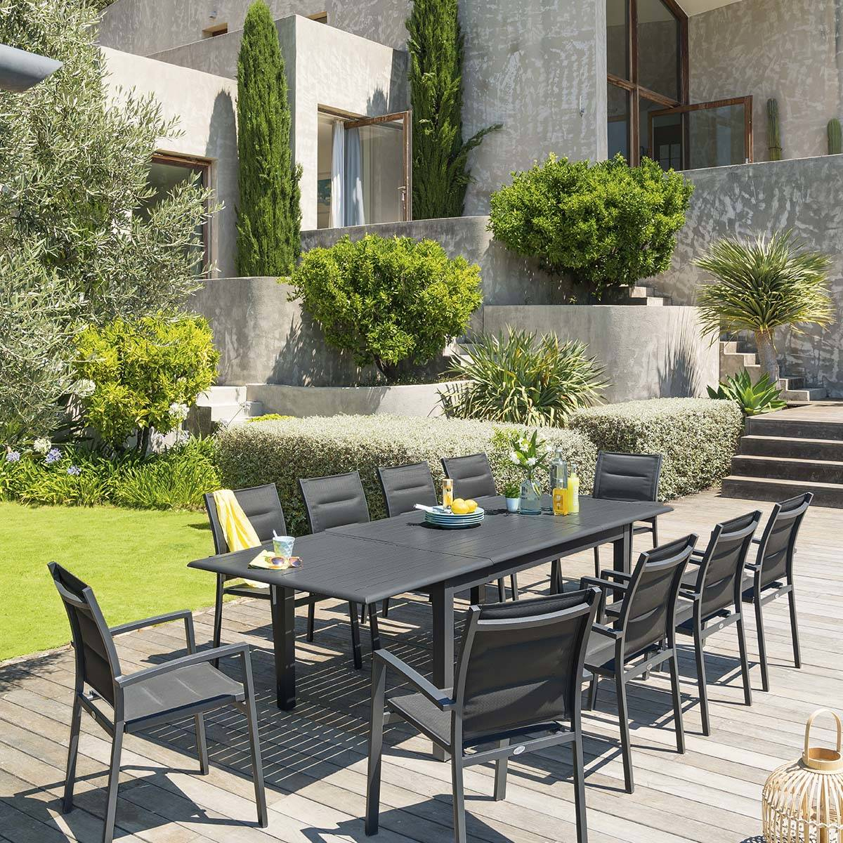 Table De Jardin Extensible Azua Graphite , Hesperide pour Salon De Jardin Azua Graphite