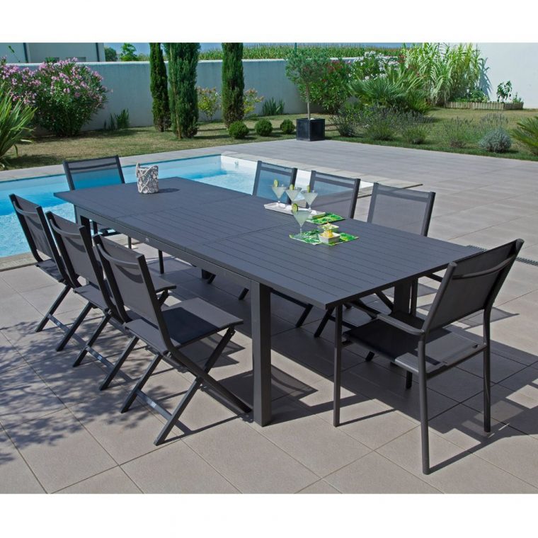 Table De Jardin Trieste Aluminium L200/280 L103 Cm Gris avec Grande Table De Jardin Table De Jardin Trieste Aluminium L200/280 L103 Cm Gris avec Grande Table De Jardin