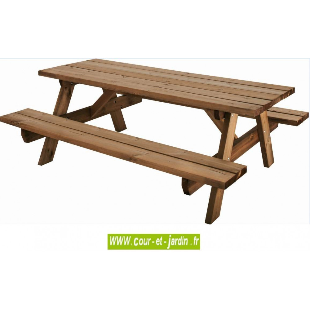 Table Pique-Nique Bois, Garden 200B - 6 Places - Table ... pour Table Jardin Avec Banc