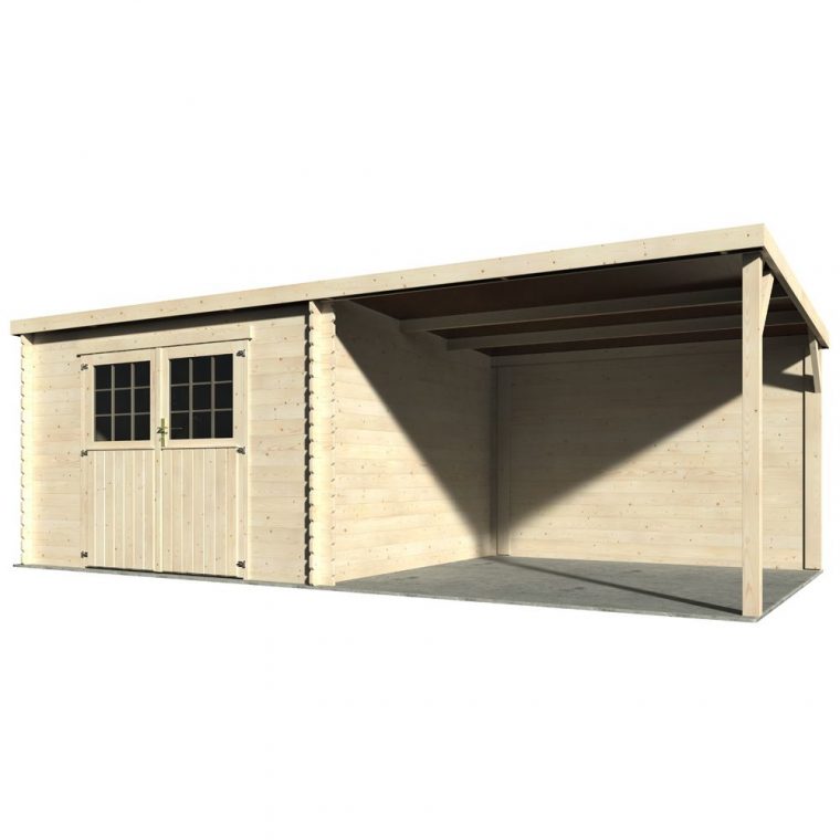 Abri De Jardin Bois Toit Plat + Auvent Eden 18,31 M² Ep. 28 Mm avec Abris De Jardin Avec Auvent Abri De Jardin Bois Toit Plat + Auvent Eden 18,31 M² Ep. 28 Mm avec Abris De Jardin Avec Auvent