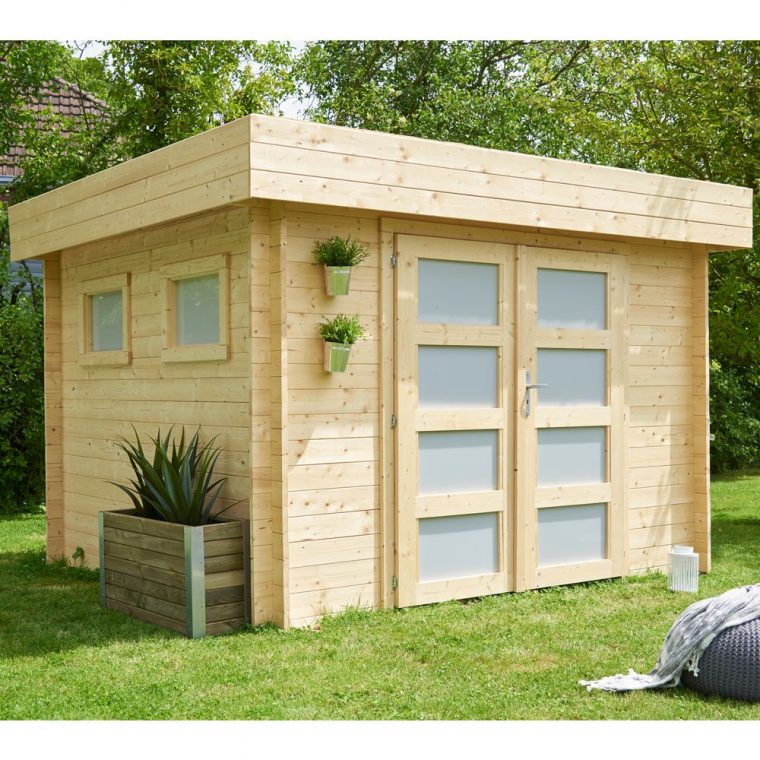 Abri De Jardin Bois Toit Plat Kivik 9.53 M² Ep. 28 Mm intérieur Abri De Jardin Magasin Vert