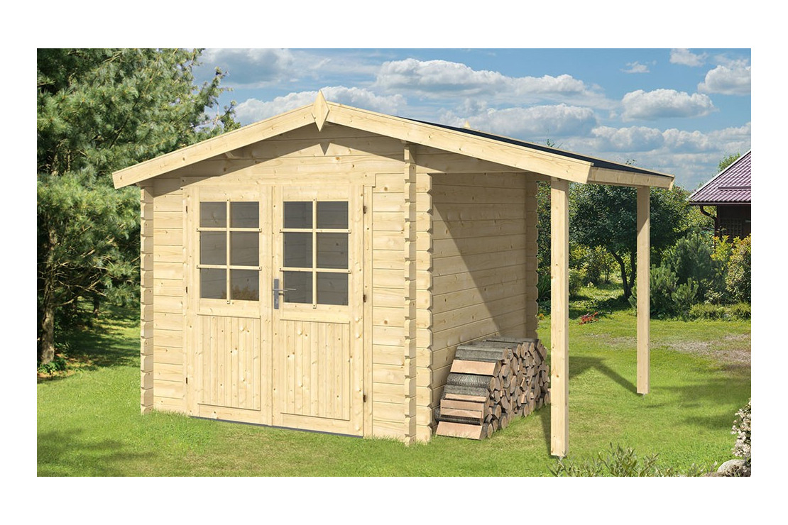 Abri De Jardin Bretagne Appentis 34 Mm - 5M² Intérieur + 2,2M² à Abri De Jardin Avec Bucher