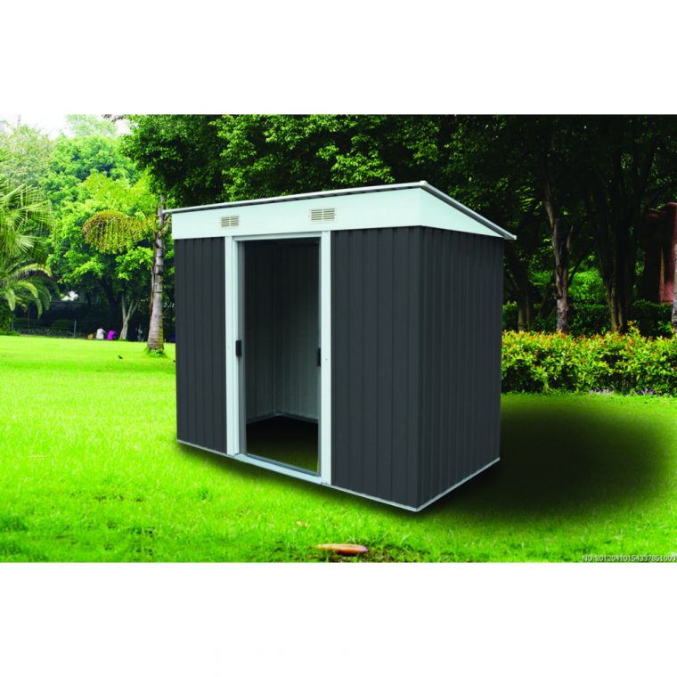 Abri De Jardin Metal Toit Plat L.121 X P.194 X H.181 Cm destiné Abris De Jardin En Metal