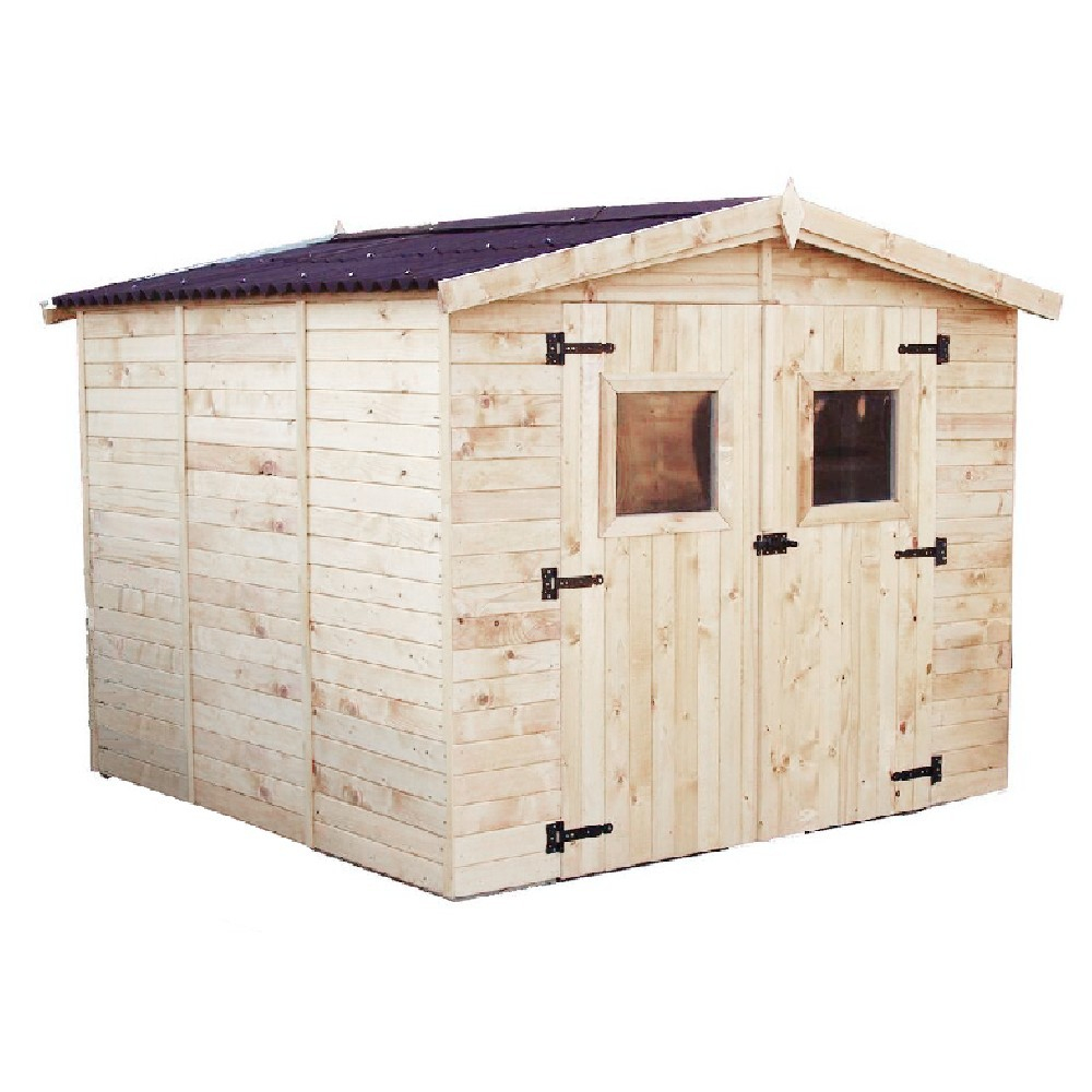 Abri De Jardin Naturel En Bois 2 Portes 7,2 M² tout Porte Abris De Jardin En Bois