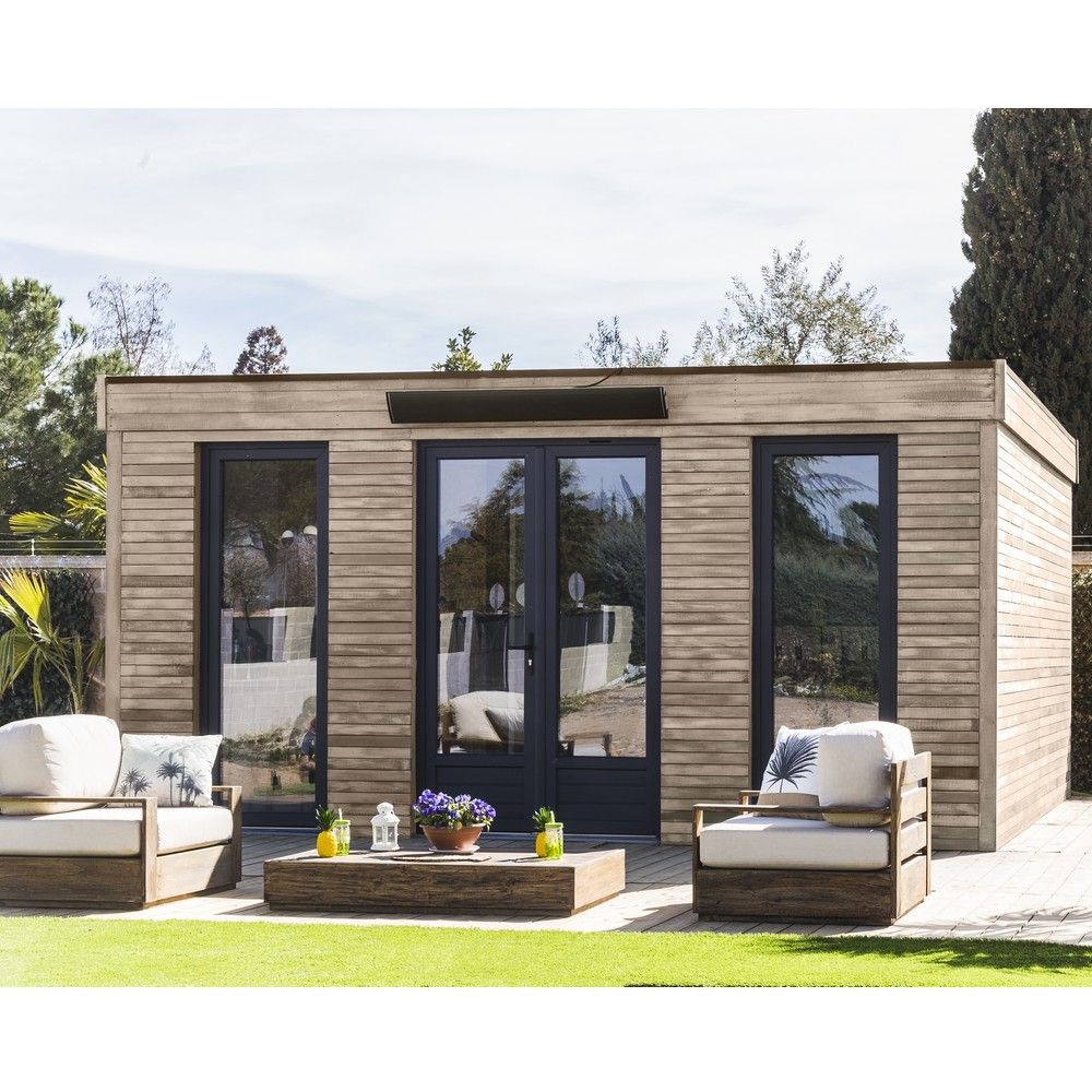 Abri De Jardin Semi Habitable Toit Plat Décor Home 24,70 M² Ep. 90 Mm pour Abri De Jardin Moderne Toit Plat