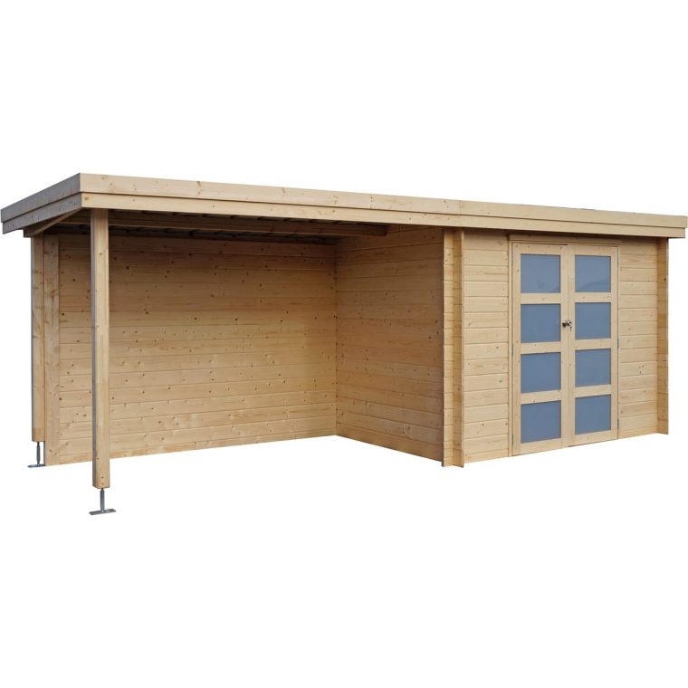 Abri Jardin Bois Apetina / Toit Plat Avec Auvent / 15.44 M² avec Auchan Abris De Jardin