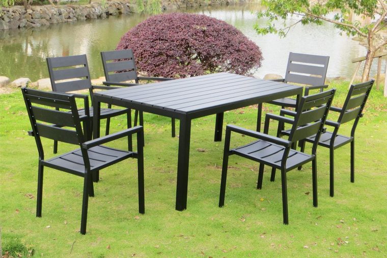 Anzio 6 dedans Table Et Chaise De Jardin En Aluminium