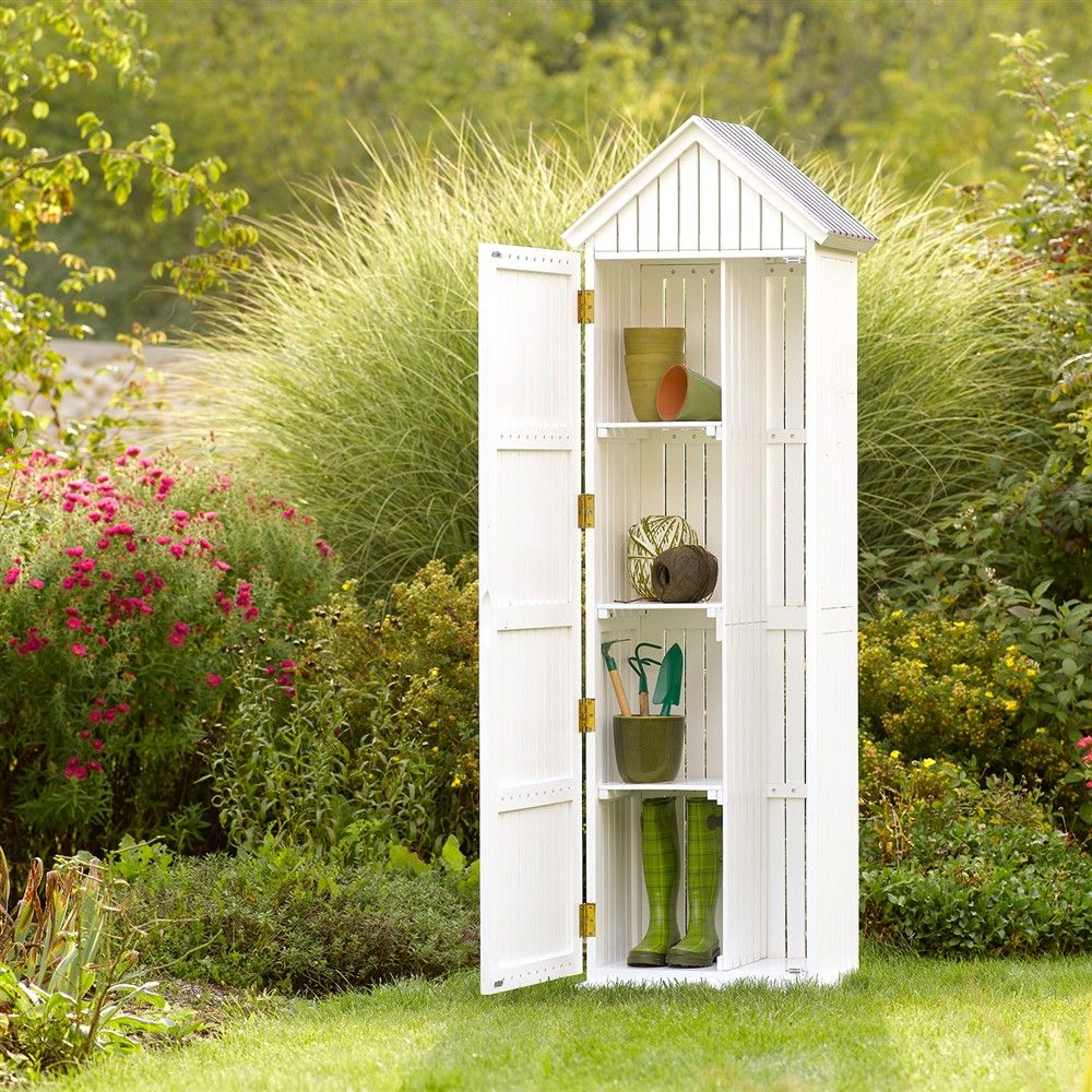 Armoire Bourdillette En Bois, Blanc - L.48 X L.60 X H.190Cm ... avec Truffaut Abri De Jardin