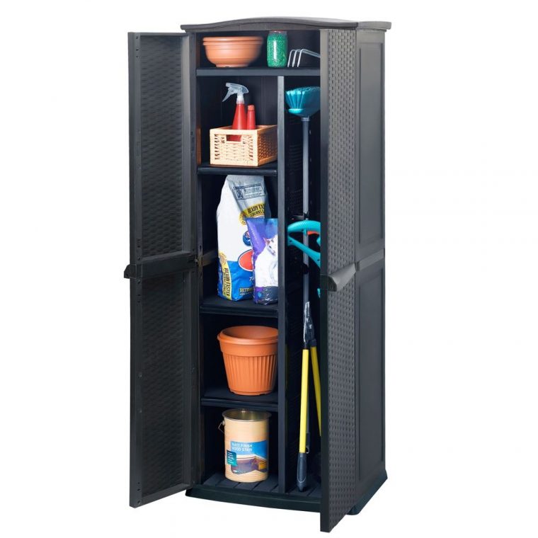 Armoire De Jardin Résine Keter Rattan L70 H179 Cm Anthracite encequiconcerne Armoire De Jardin En Résine