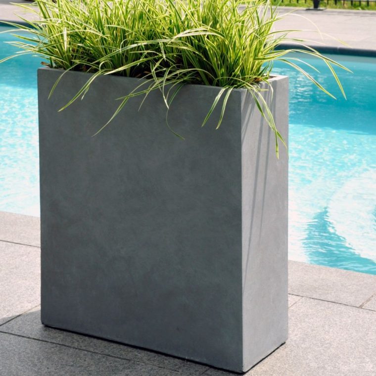 Bac À Fleurs Fibre De Terre Clayfibre L60 H72 Cm Gris intérieur Bac Rectangulaire Jardin