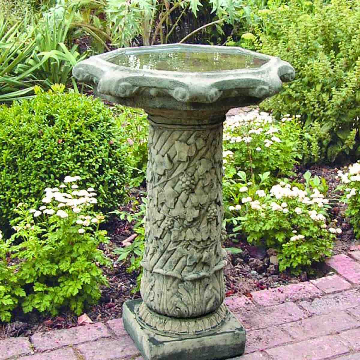 Bain D'oiseau Sur Pied En Pierre Reconstituée H.69Cm encequiconcerne Baignoire Oiseaux Jardin