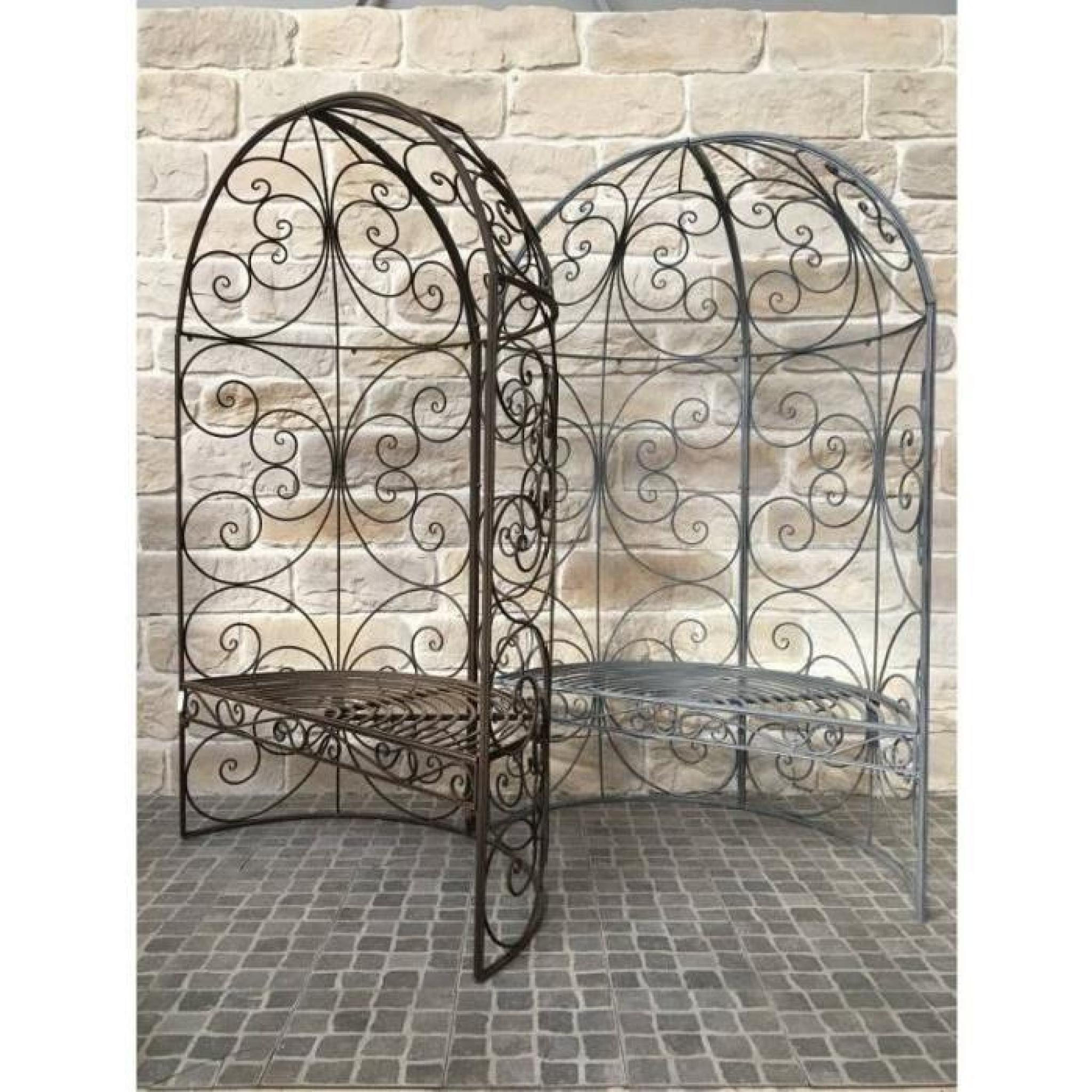 Banc Arche Demi-Lune De Jardin En Fer 185 Cm 119 Cm Gris tout Arche En Fer Forgé Pour Jardin