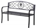 Banc De Jardin 3 Places Style Néo-Rétro Fer Forgé Motif Fleurs De Lys Dim.  128L X 50L X 91H Cm Métal Époxy Noir serapportantà Banc En Metal Pour Jardin