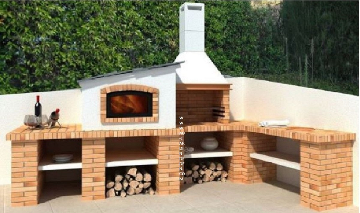 Barbecue D'angle Fixe Exterieur En Briques Ff1600-A pour Barbecue De Jardin En Brique