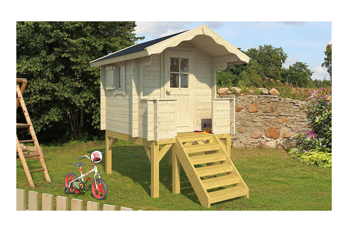 Cabane Enfant Funny 28Mm - 2.08 M² Intérieur pour Maison Jardin Bois Enfant