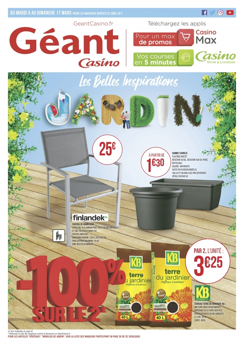 Catalogue Casino Mobilier Et Outils De Jardin Du 5 Mars Au ... serapportantà Geant Casino Salon De Jardin