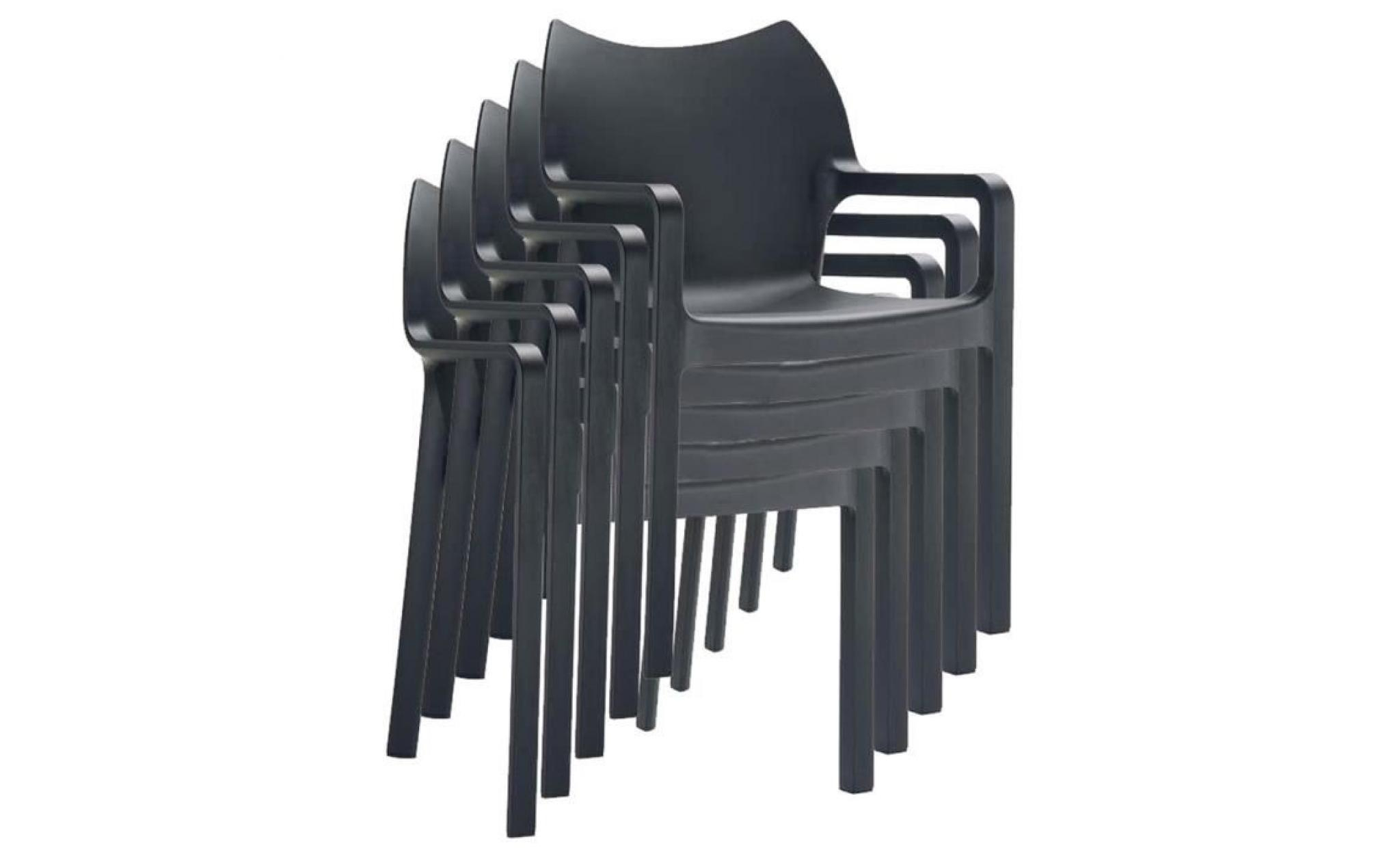 Chaise De Jardin Empilable En Plastique Noir, Dim : H84 X P53 X L57 Cm intérieur Chaise De Jardin Pas Cher En Plastique
