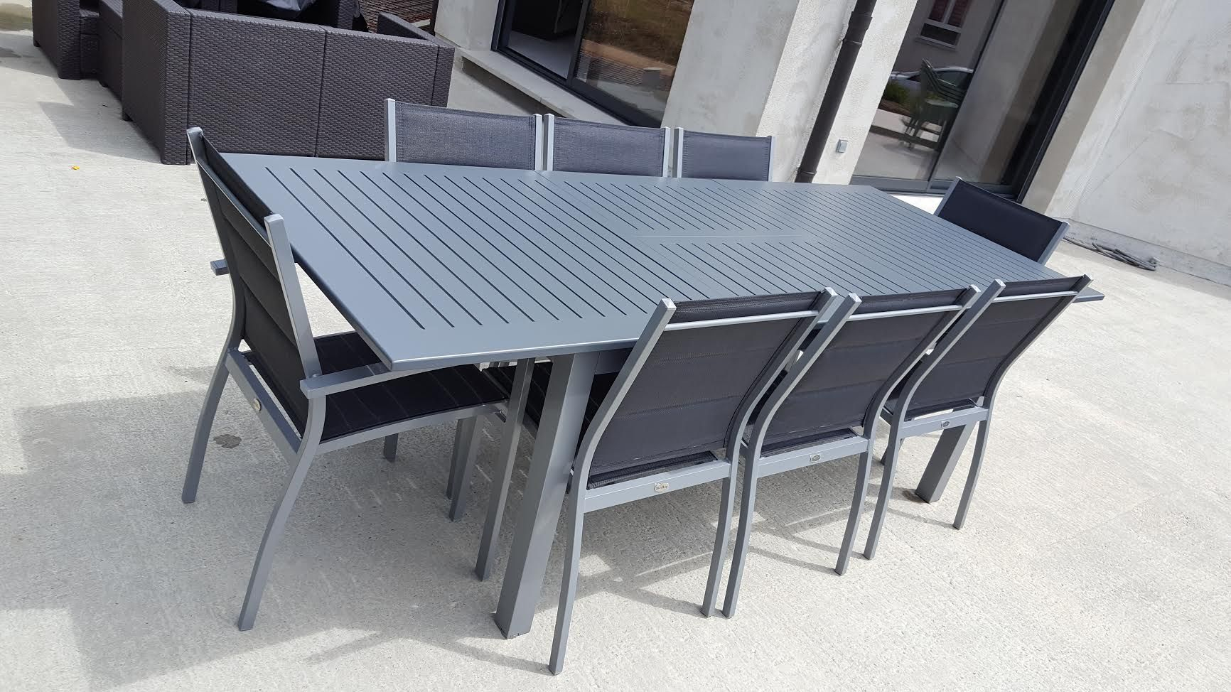 Chicago : Table De Jardin À Rallonge Extensible 175/245Cm En ... serapportantà Salon De Jardin En Aluminium Avec Rallonge