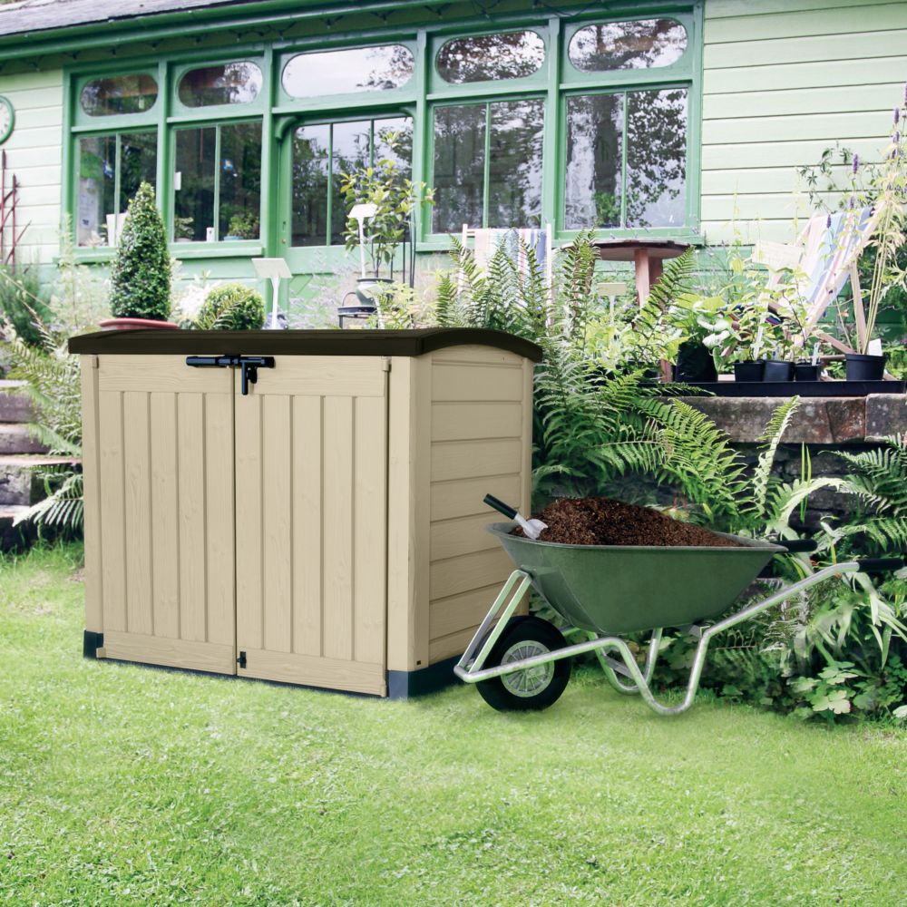 Coffre De Jardin Résine Arc 1200L Beige tout Coffre Jardin Castorama