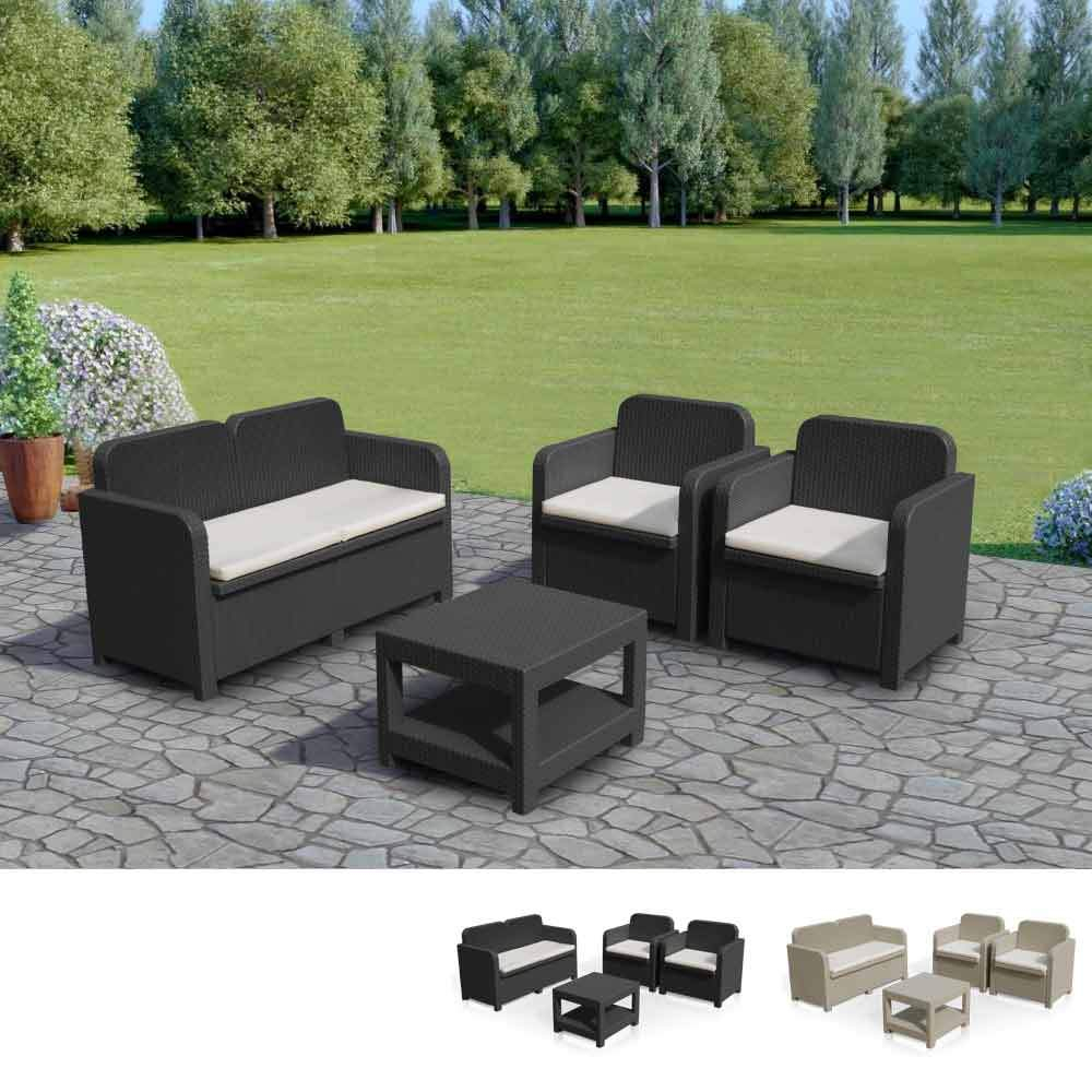 Details Zu Loungeset Gartenmöbelset Poly Rattan Tisch Sofa Sessel 4 Plätze  Grand Soleil Sor encequiconcerne Ebay Salon De Jardin