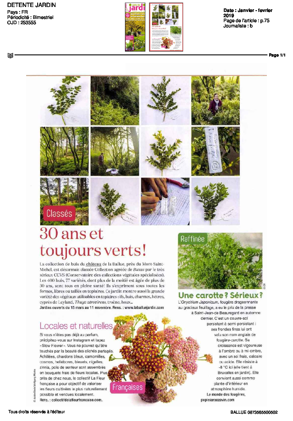 Détente Jardin Magazine-Janv-Fev-2019 - Les Jardins De La ... à Détente Jardin Magazine