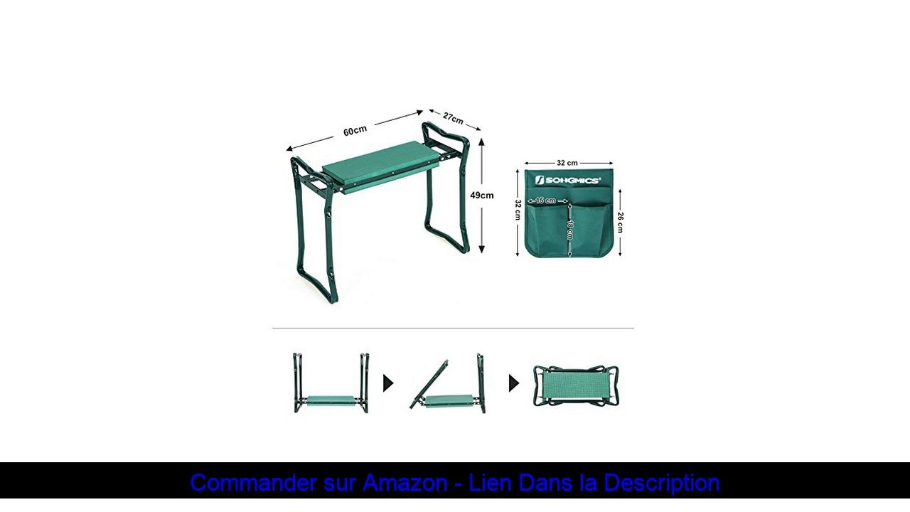 ⚡️ Songmics Tabouret De Jardinage, Repose Genoux De Jardin, Siège Pliable,  Tube En Acier, Coussinn dedans Siege De Jardin