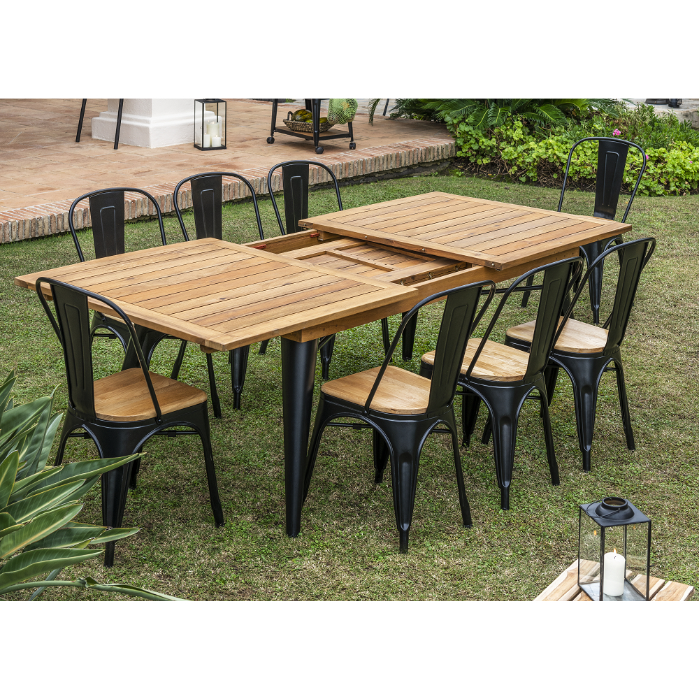 Ensemble De Jardin Table + 6 Chaises Metal/bois encequiconcerne Table Et Chaise De Jardin En Bois