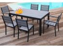 Floride Ensemble Table De Jardin 160 Cm + 2 Fauteuils + 4 Chaises Aluminium  Et Polywood Gris à Tables De Jardin Pas Cher