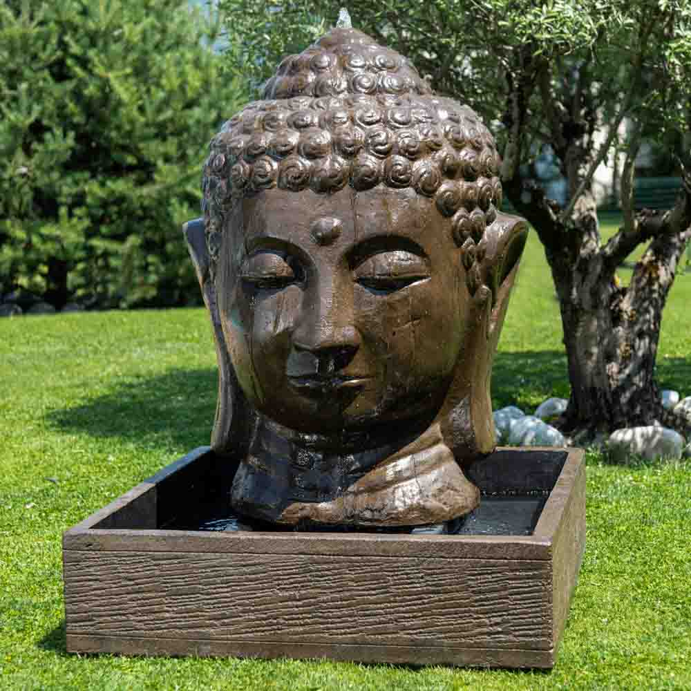 Fontaine De Jardin Tête De Bouddha 1 M 30 Brun concernant Tete De Bouddha Pour Jardin