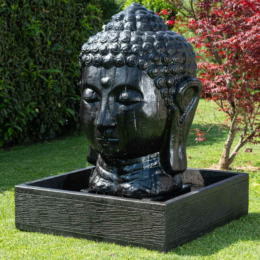 Fontaine De Jardin Tête De Bouddha 1 M 30 Noir dedans Tete De Bouddha Pour Jardin