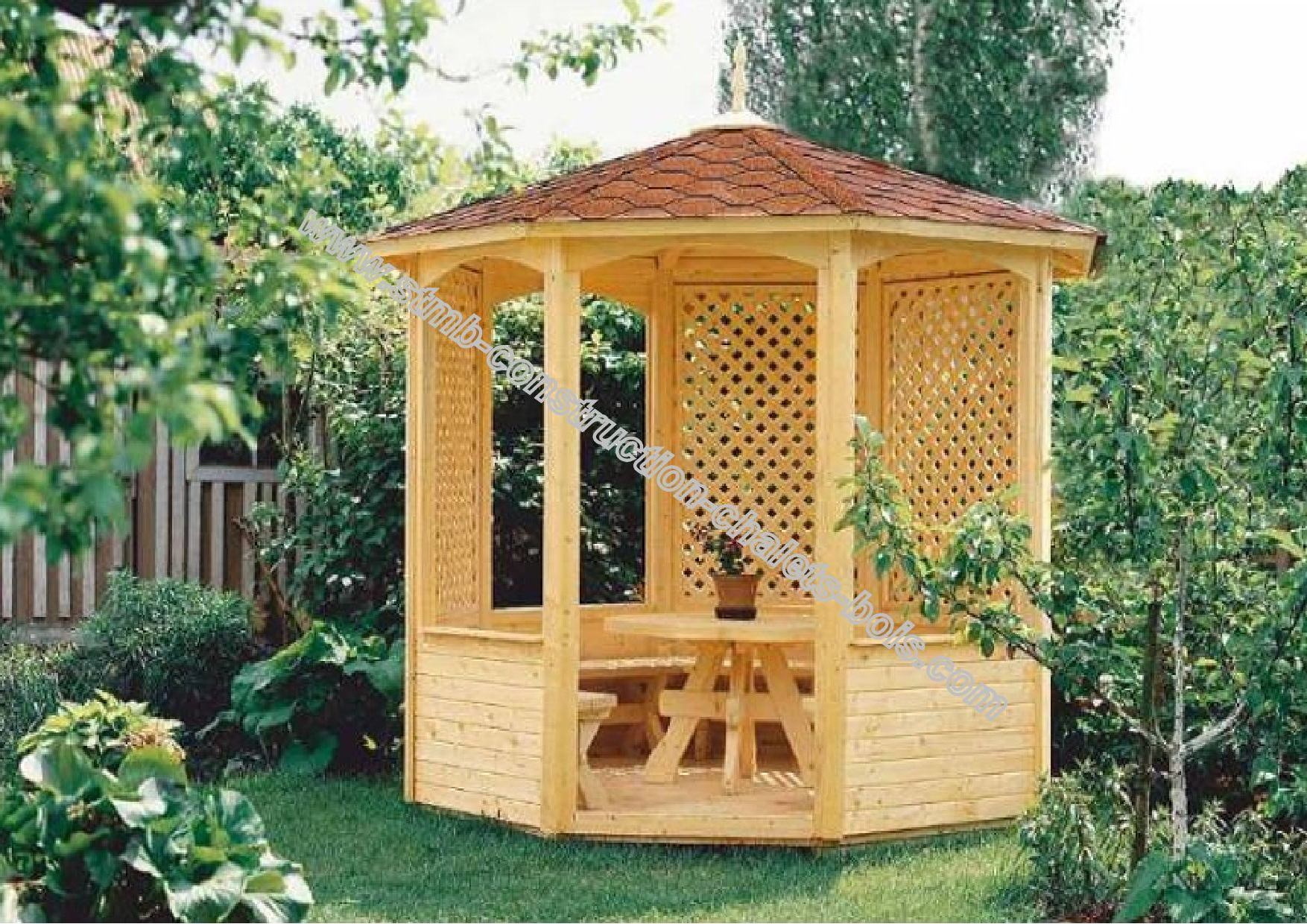 Gloriette En Bois Traité Valloire Livrée Gratuitement En Kit pour Kiosque De Jardin En Bois Pas Cher