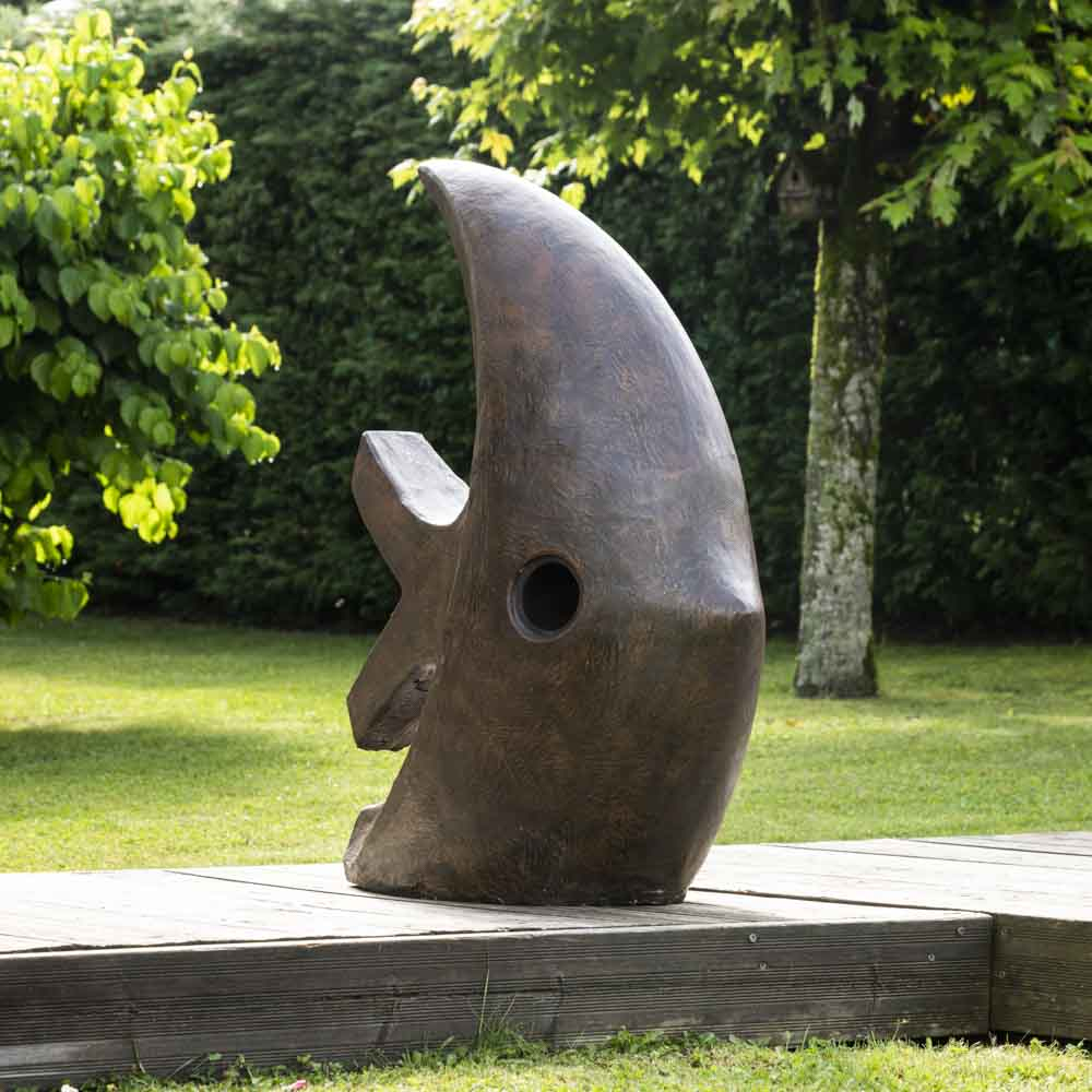 Grande Sculpture Moderne Poisson 100 Cm Brun dedans Sculpture Moderne Pour Jardin