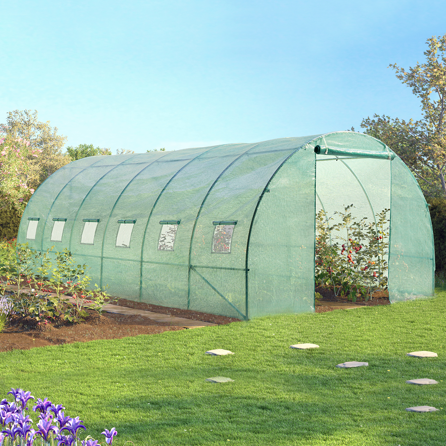 Grande Serre De Jardin Tunnel 7 Arceaux Pro Galvanisé 18M² 6X3X2M V... dedans Serre Jardin Occasion