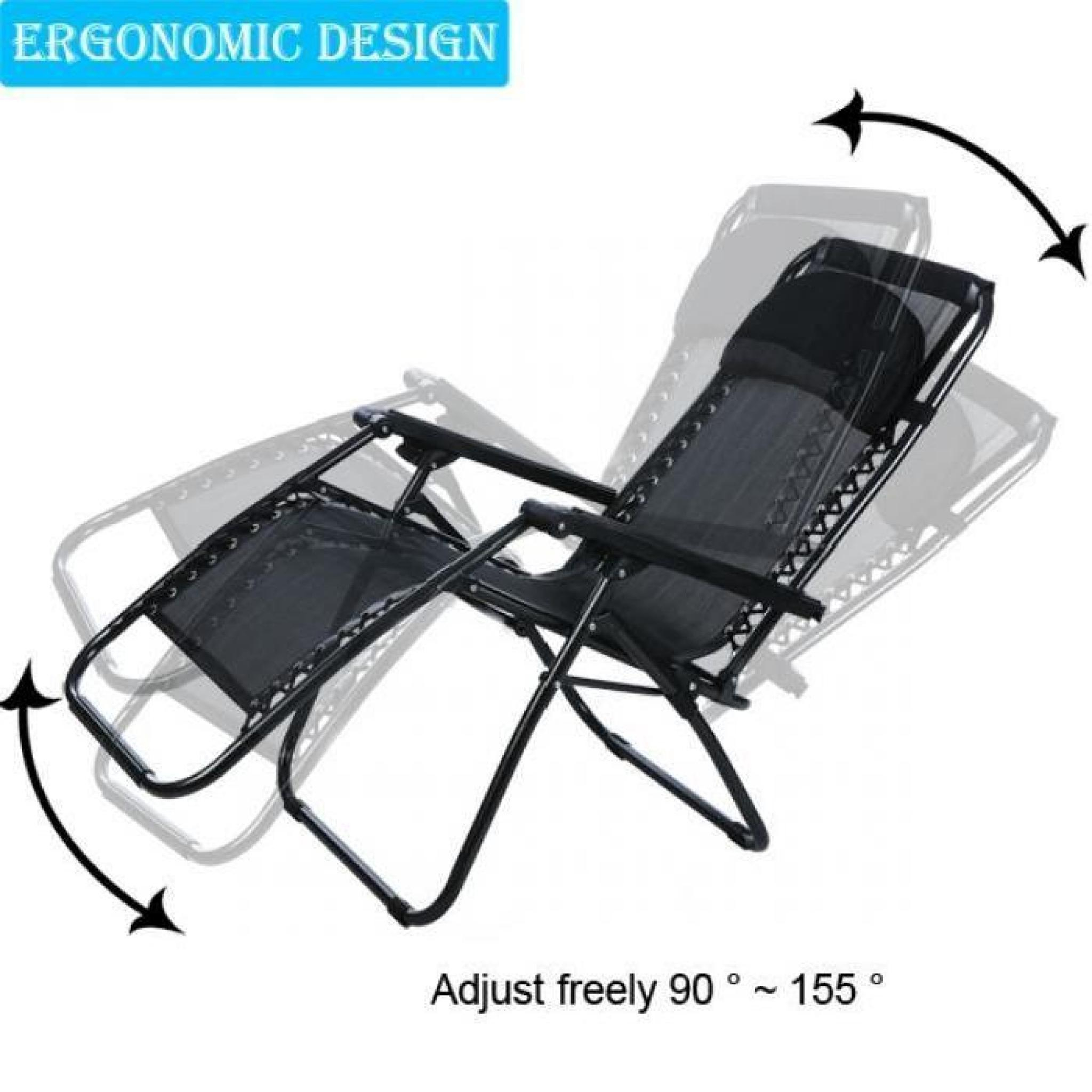 Homdox Chaise Pliant Chaise Longue Inclinable Salon Portable Jardin Camping  Chaise encequiconcerne Chaise Longue Jardin Pas Cher