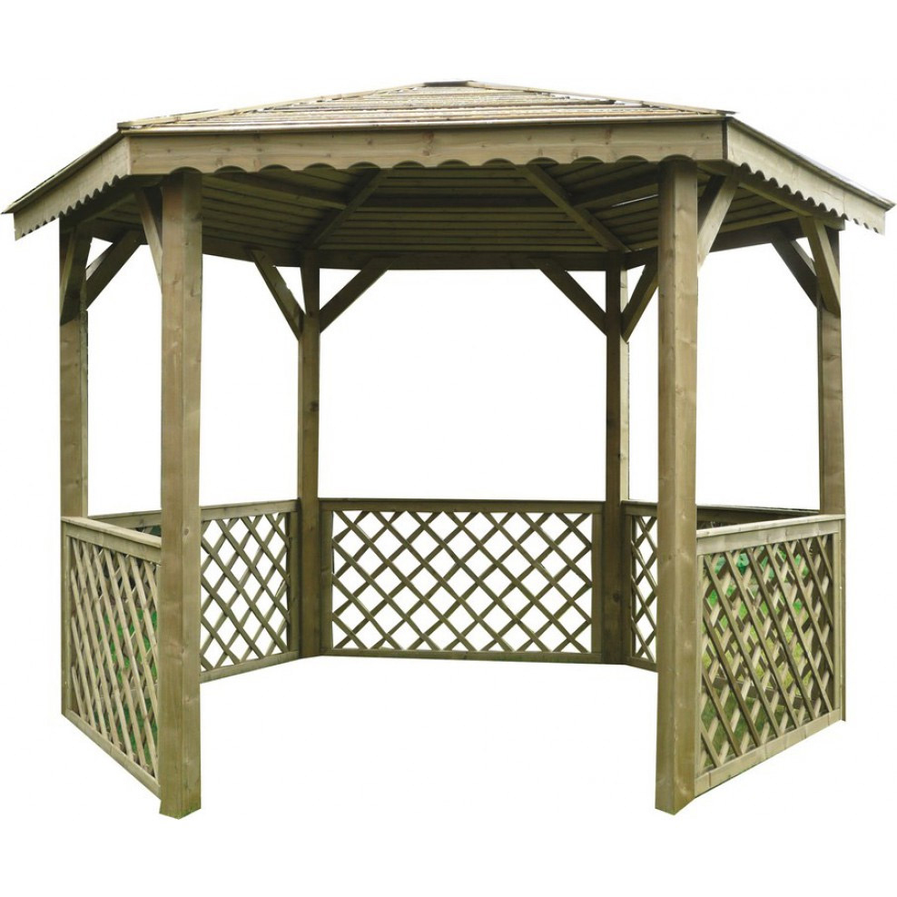 Kiosque De Jardin Treillis 1 Gloriette Solid - 305X351 Cm ... dedans Kiosque De Jardin En Bois Pas Cher