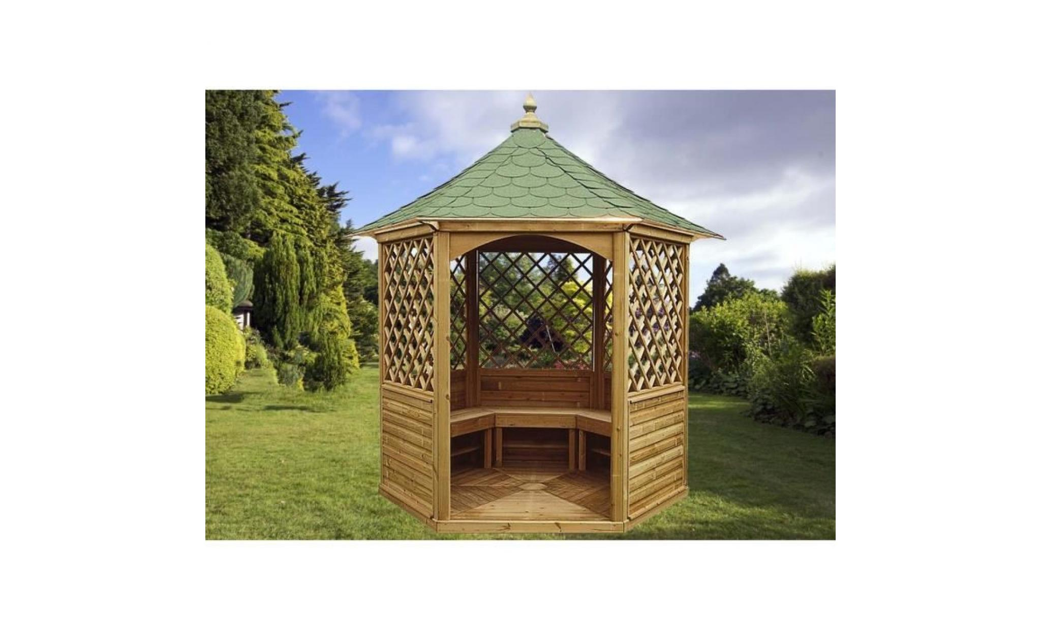 Kiosque Pavillon Hexagonal 7,30M² pour Kiosque De Jardin En Bois Pas Cher