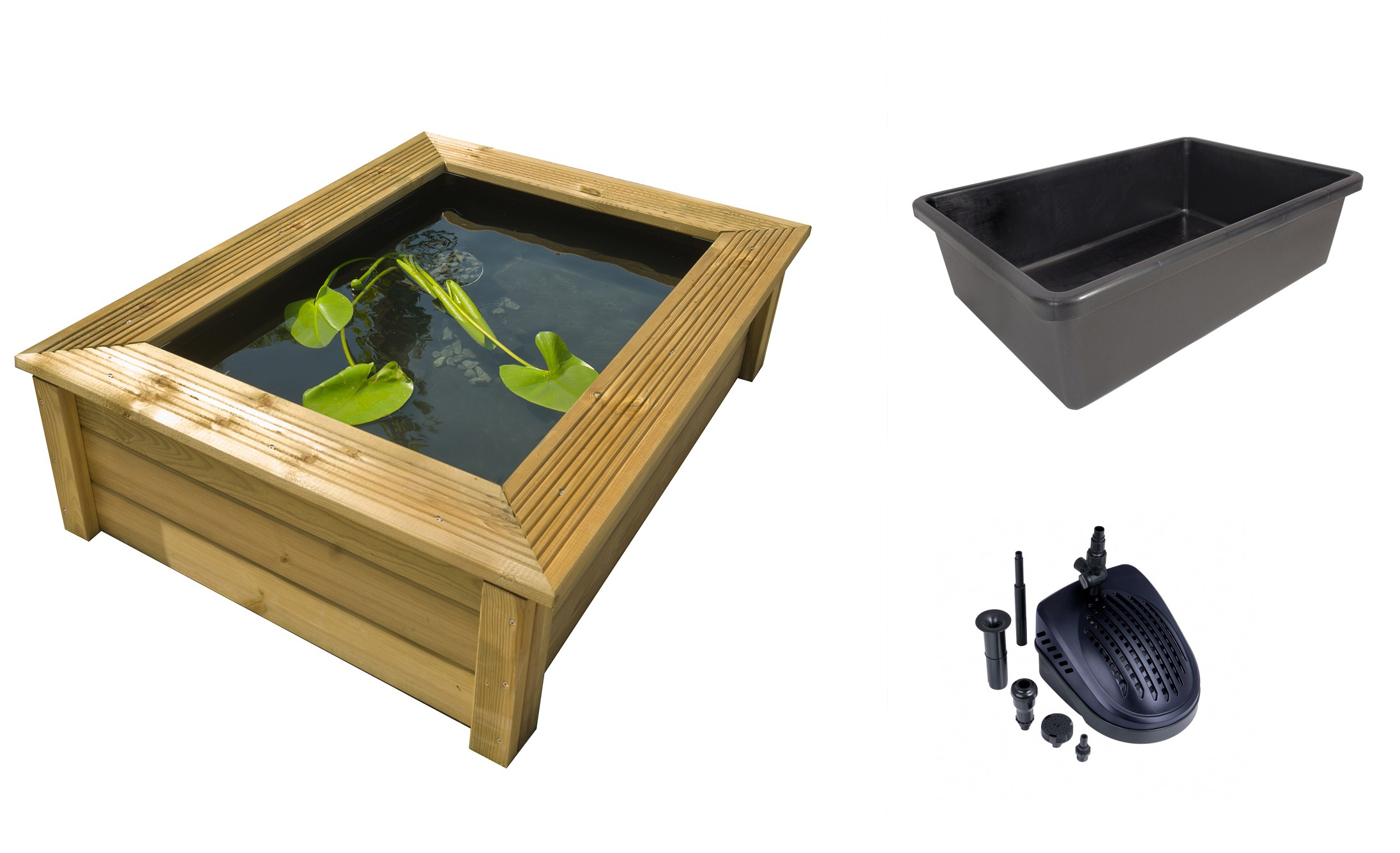 Kit Bassin De Jardin En Bois Quadro Wood 11 Ubbink Avec ... dedans Kit Bassin De Jardin Préformé