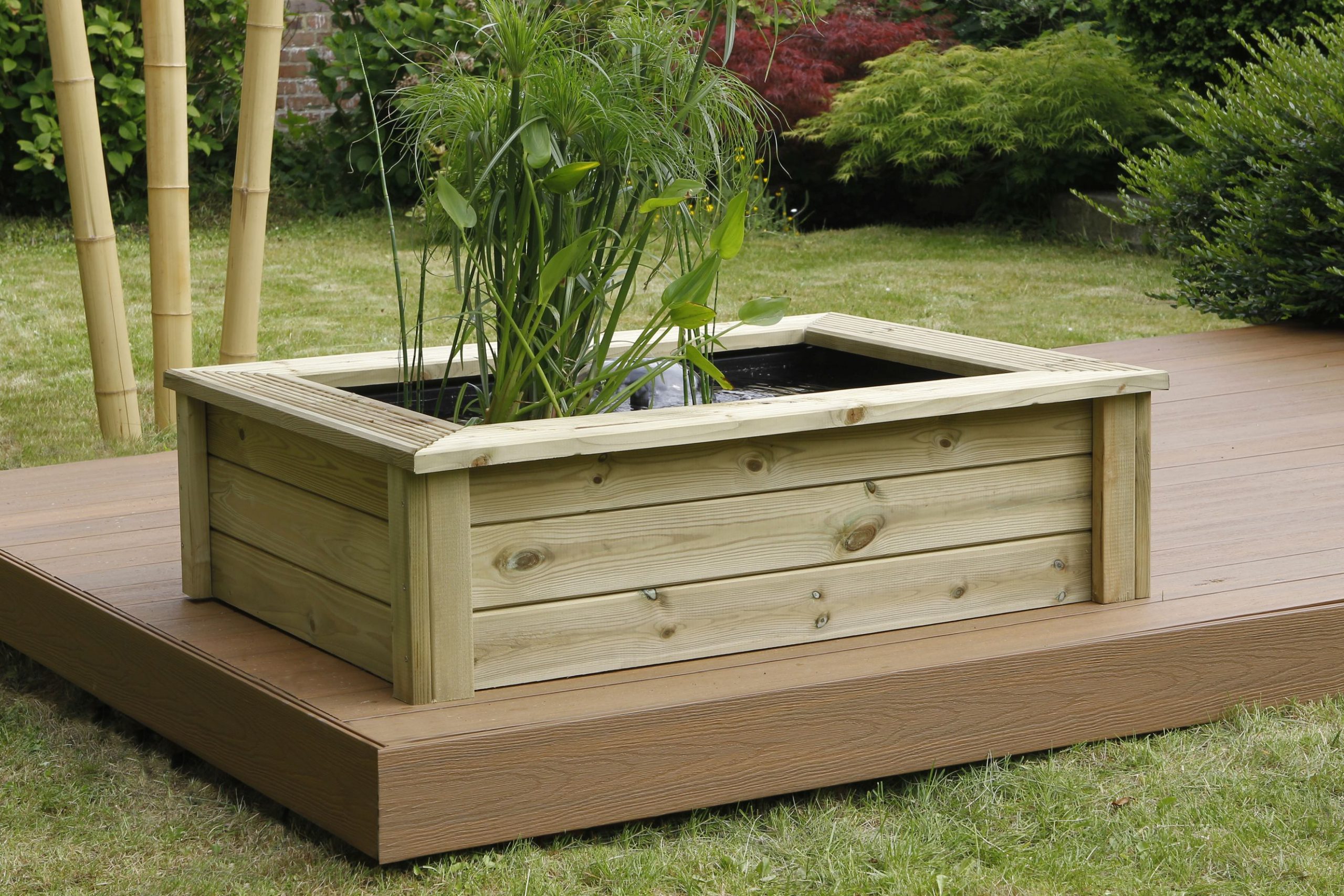 Kit Bassin En Bois Quadra Wood X - L.119.4 X L.90.5 X H.33.8 Cm tout Jardiland Bassin De Jardin