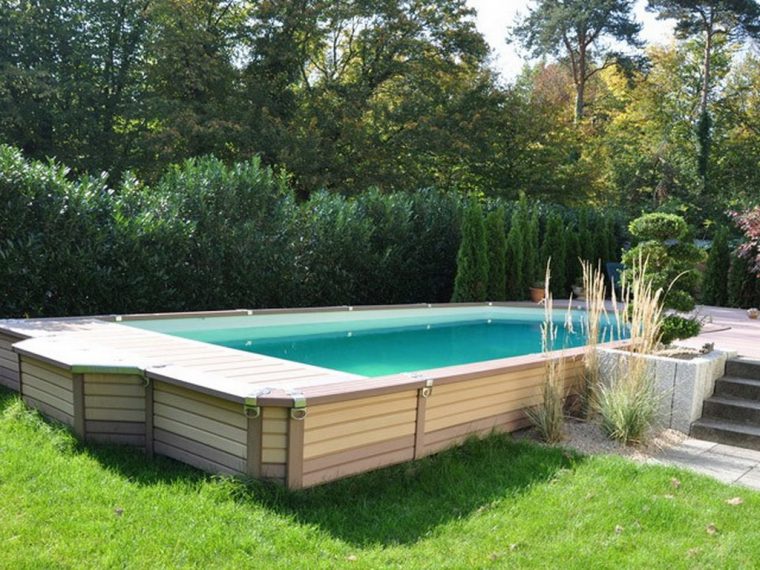 Kit Piscine Semi-Enterrée Azteck Rectangulaire 2.44 X 4.95M tout Piscine Semi Enterrée Acier Rectangulaire