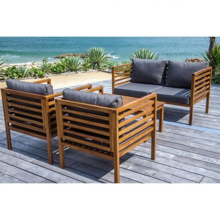 Majorque Salon De Jardin 4 Places En Bois Acacia - Marron concernant Salon De Jardin Teck Pas Cher Majorque Salon De Jardin 4 Places En Bois Acacia - Marron concernant Salon De Jardin Teck Pas Cher