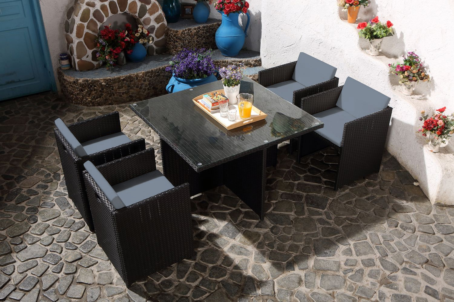 Miami 4 Noir/gris encequiconcerne Table Jardin Pas Chere