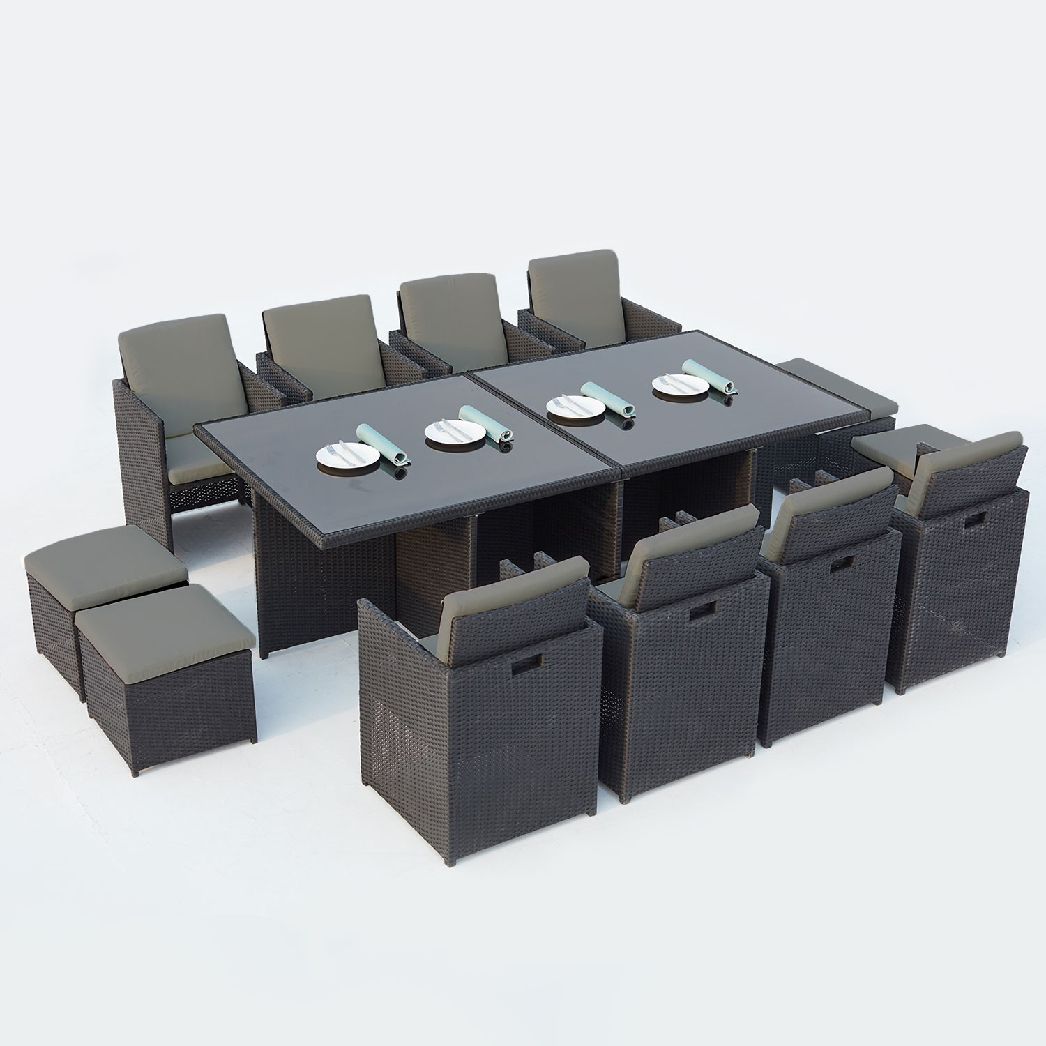 Monaco 12 Noir/gris avec Salon De Jardin Resine Encastrable