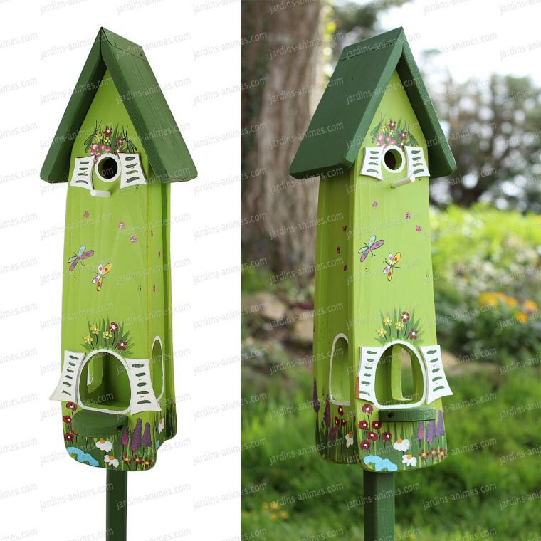 Nichoir Et Mangeoire Jardin Magique Vert tout Abri Oiseau Jardin