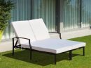 Outsunny Bain De Soleil Chaise Longue 2 Places Lit De Jardin Inclinaison  Réglable Coussins Lavables Fer Beige à Lit De Jardin Pas Cher