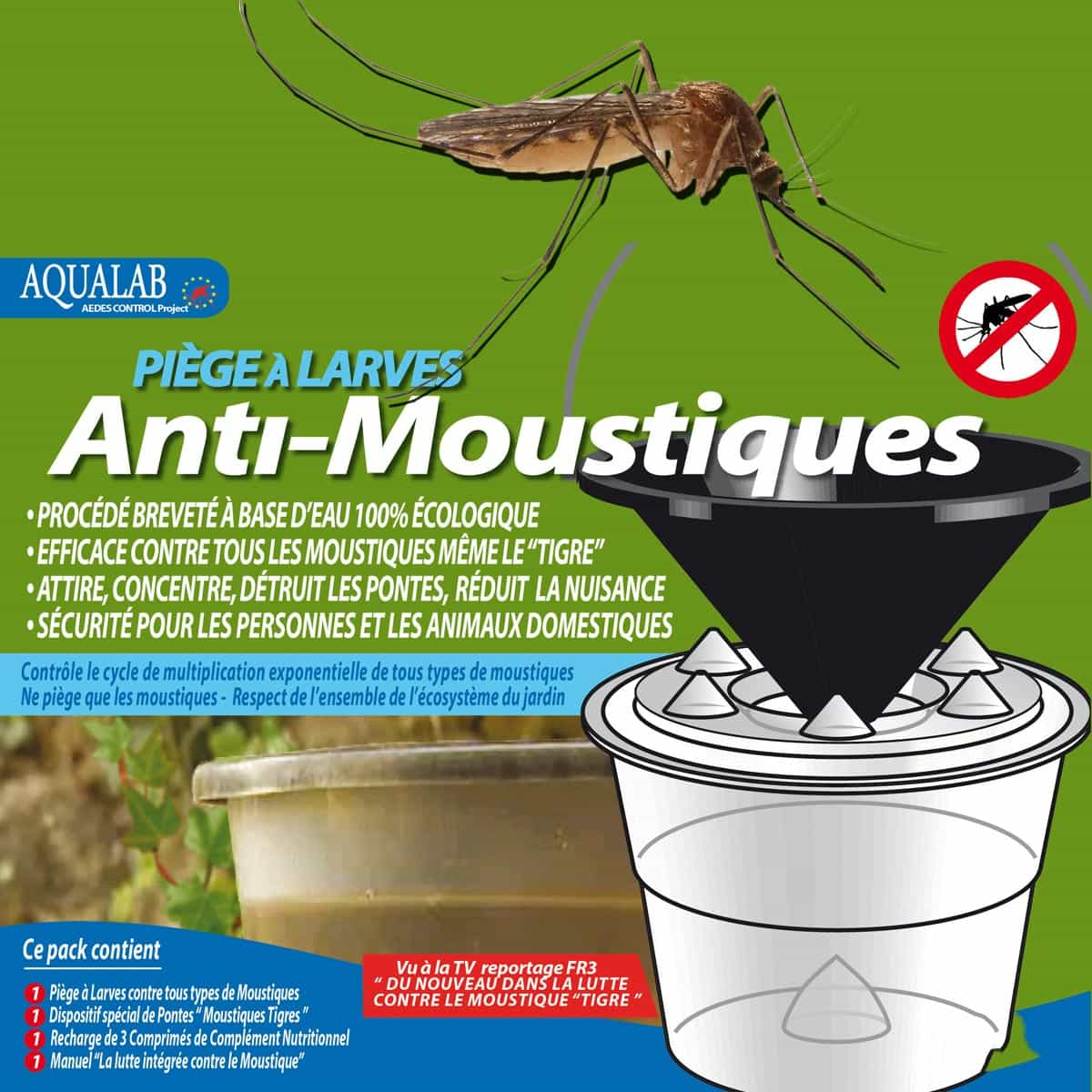 Piège Anti Larves De Moustiques Aqualab Bio dedans Traitement Moustique Jardin